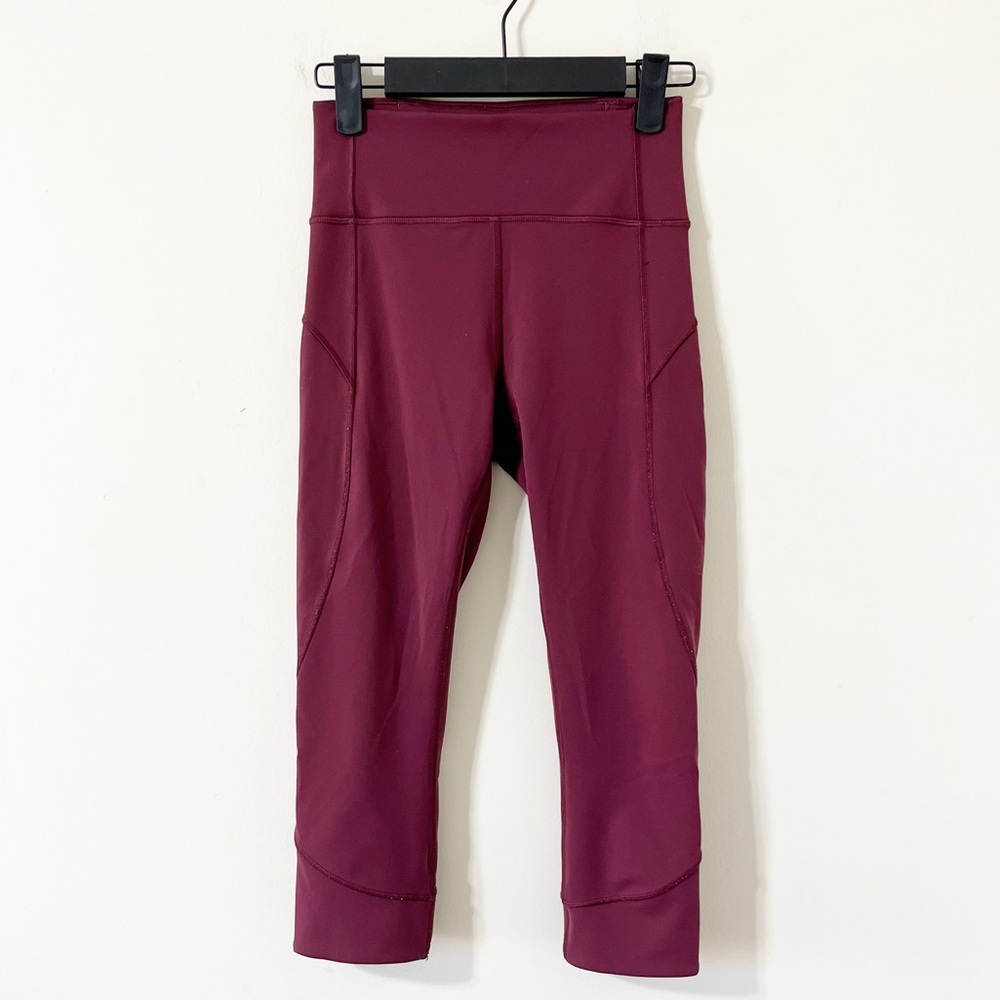 Lululemon In Movement Crop Everlux 19" Garnet Leggings Size 4 - Picture 3 of 12